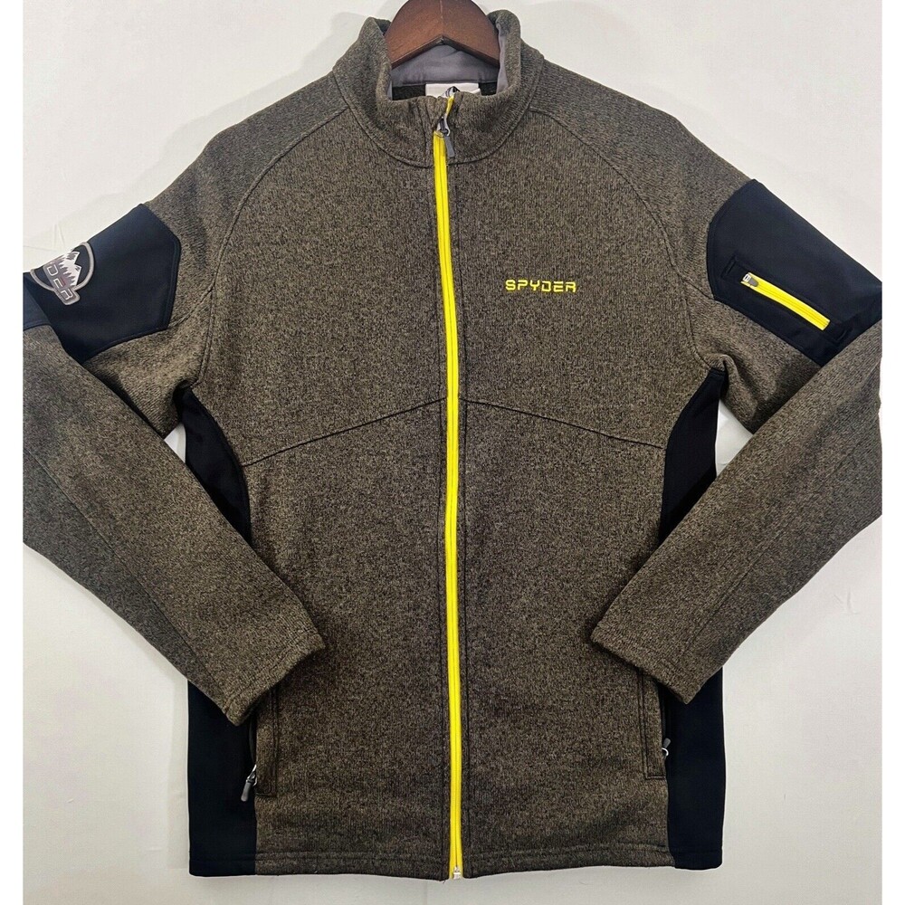 SPYDER MEN'S EMPIRE FULL ZIP FLEECE LINED JACKET (Green/Yellow, Large)